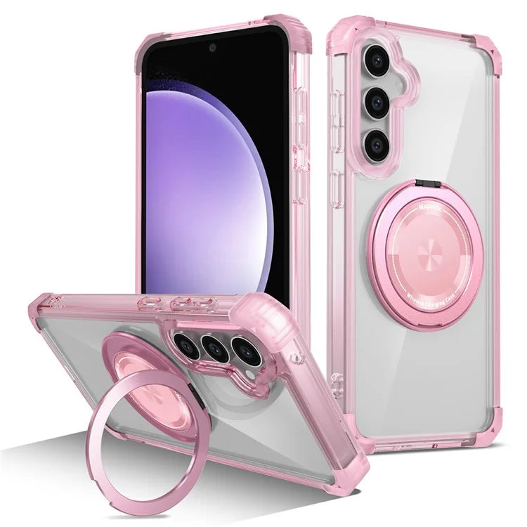 For Samsung Galaxy S23 FE Magnetic Case Invisible Ring Holder PC+TPU Phone Cover