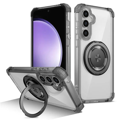 For Samsung Galaxy S23 FE Magnetic Case Invisible Ring Holder PC+TPU Phone Cover