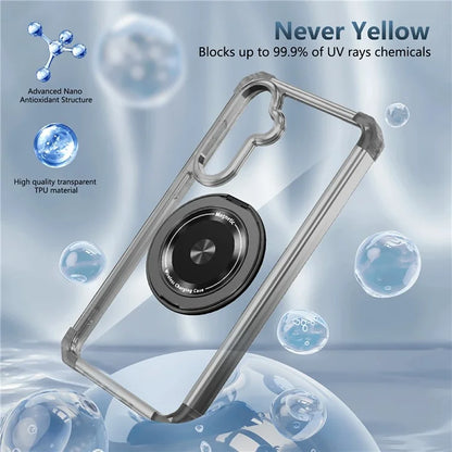 For Samsung Galaxy S23 FE Magnetic Case Invisible Ring Holder PC+TPU Phone Cover
