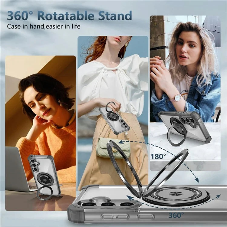 For Samsung Galaxy S23 FE Magnetic Case Invisible Ring Holder PC+TPU Phone Cover