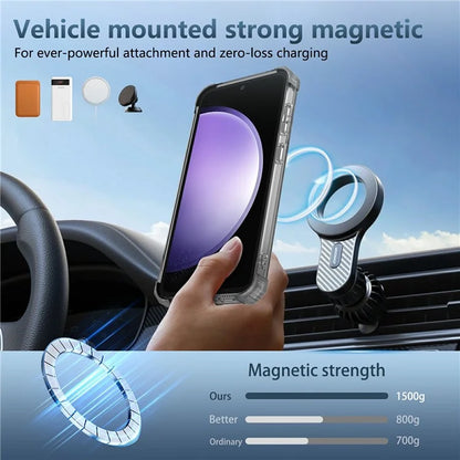 For Samsung Galaxy S23 FE Magnetic Case Invisible Ring Holder PC+TPU Phone Cover