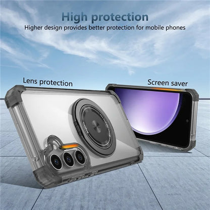 For Samsung Galaxy S23 FE Magnetic Case Invisible Ring Holder PC+TPU Phone Cover