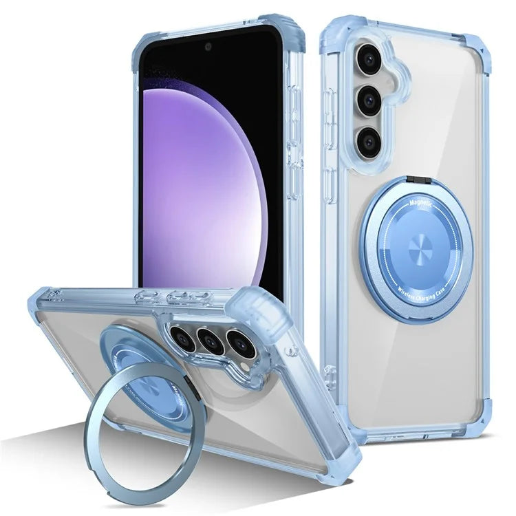 For Samsung Galaxy S23 FE Magnetic Case Invisible Ring Holder PC+TPU Phone Cover