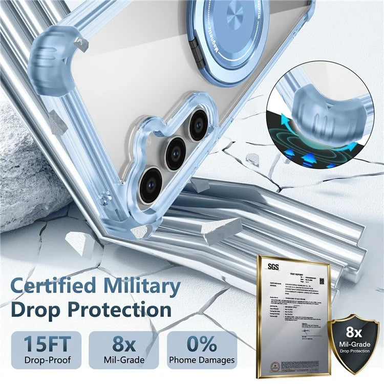 For Samsung Galaxy S23 FE Magnetic Case Invisible Ring Holder PC+TPU Phone Cover
