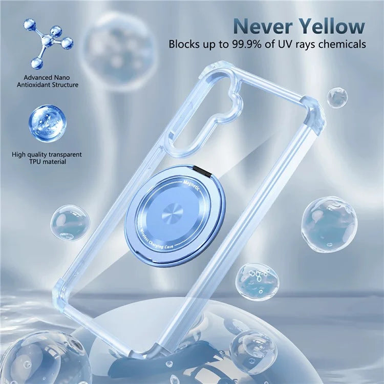 For Samsung Galaxy S23 FE Magnetic Case Invisible Ring Holder PC+TPU Phone Cover