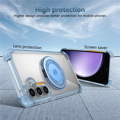For Samsung Galaxy S23 FE Magnetic Case Invisible Ring Holder PC+TPU Phone Cover