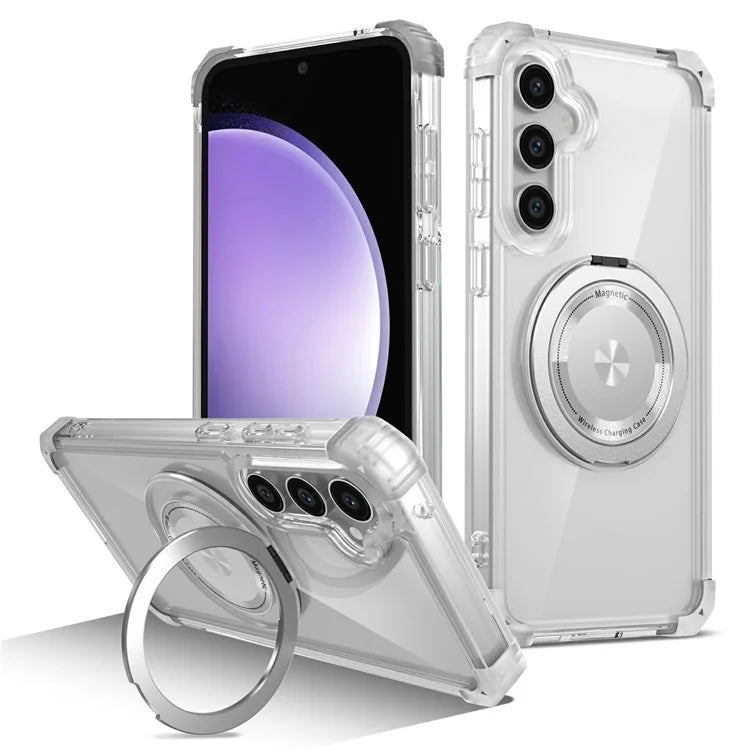 For Samsung Galaxy S23 FE Magnetic Case Invisible Ring Holder PC+TPU Phone Cover