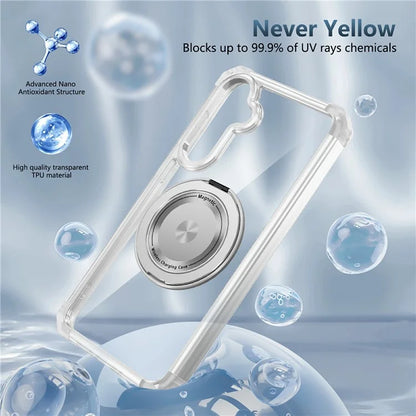 For Samsung Galaxy S23 FE Magnetic Case Invisible Ring Holder PC+TPU Phone Cover
