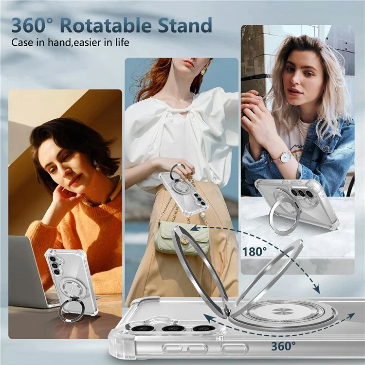 For Samsung Galaxy S23 FE Magnetic Case Invisible Ring Holder PC+TPU Phone Cover