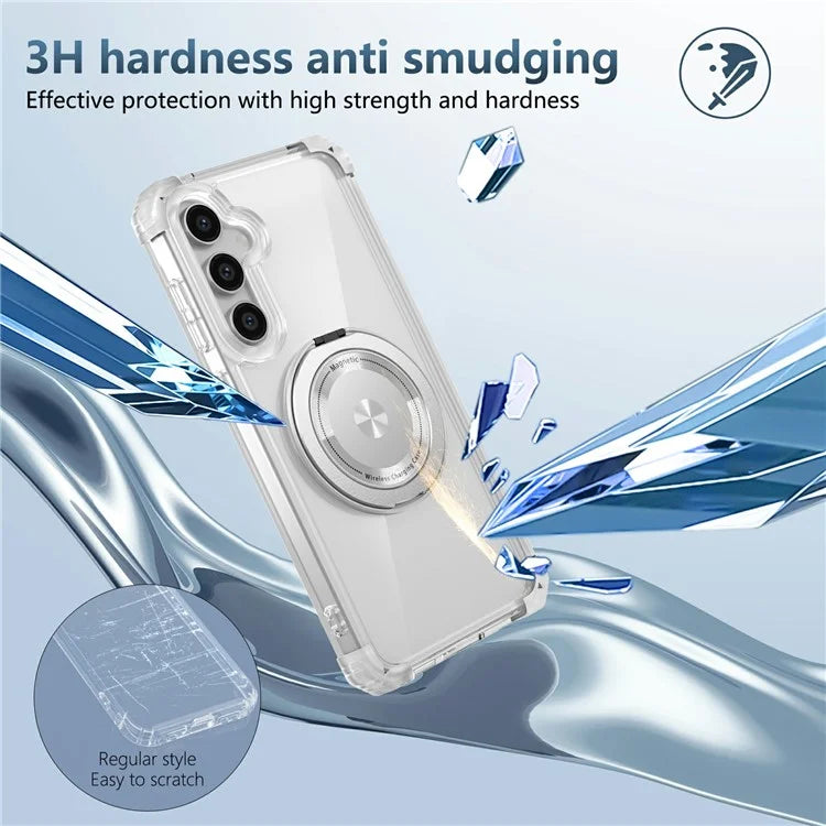 For Samsung Galaxy S23 FE Magnetic Case Invisible Ring Holder PC+TPU Phone Cover