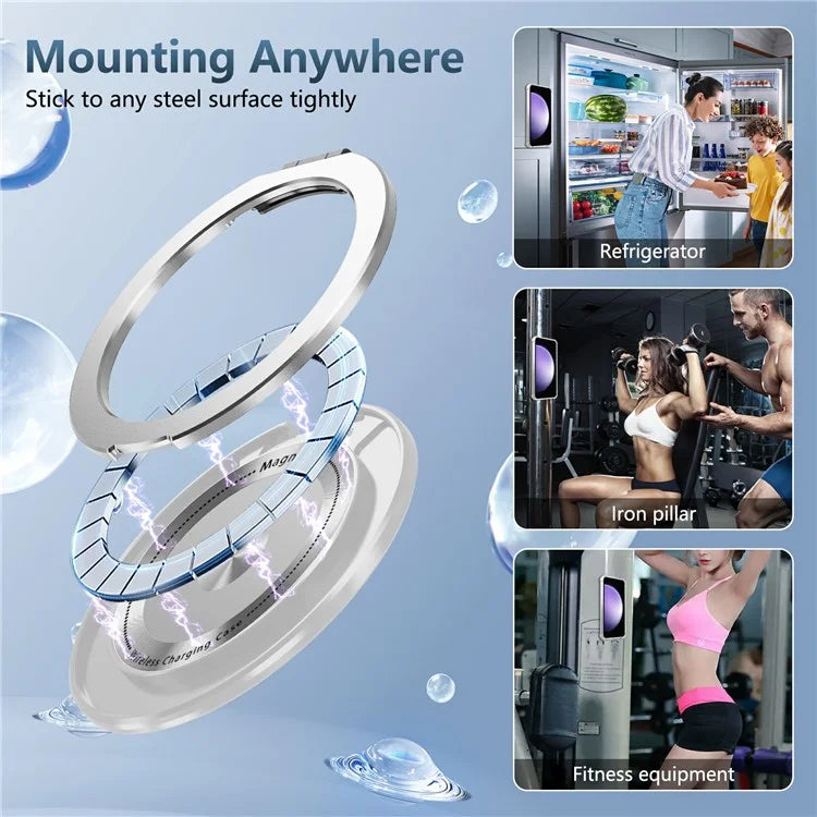 For Samsung Galaxy S23 FE Magnetic Case Invisible Ring Holder PC+TPU Phone Cover