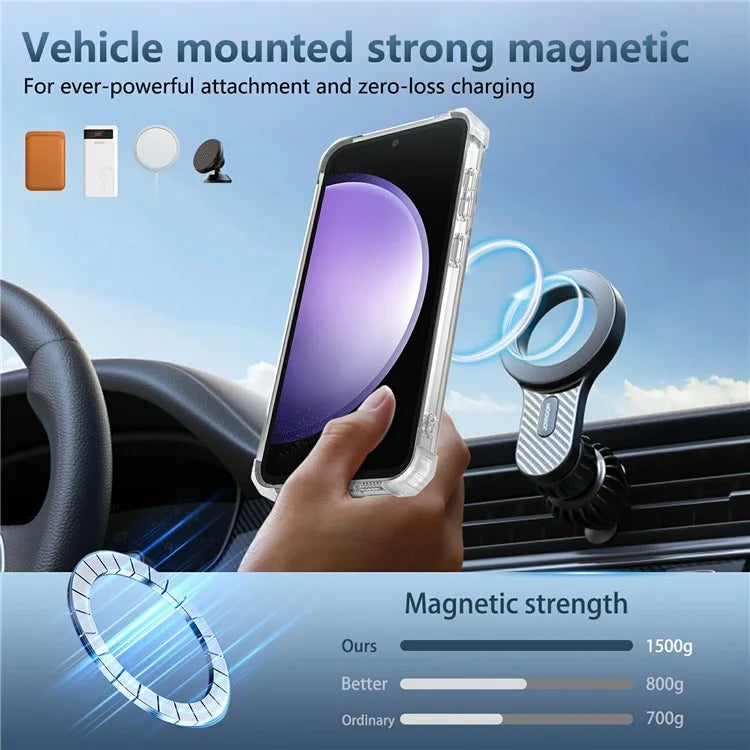 For Samsung Galaxy S23 FE Magnetic Case Invisible Ring Holder PC+TPU Phone Cover