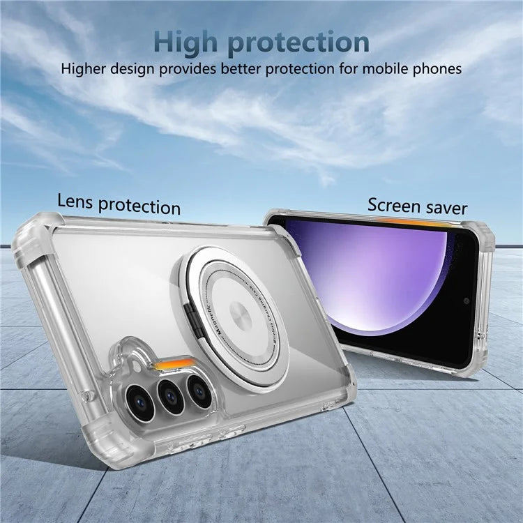 For Samsung Galaxy S23 FE Magnetic Case Invisible Ring Holder PC+TPU Phone Cover