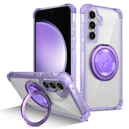 For Samsung Galaxy S23 FE Magnetic Case Invisible Ring Holder PC+TPU Phone Cover