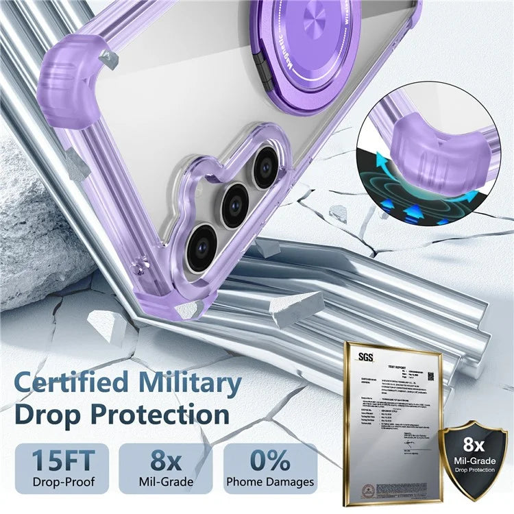 For Samsung Galaxy S23 FE Magnetic Case Invisible Ring Holder PC+TPU Phone Cover