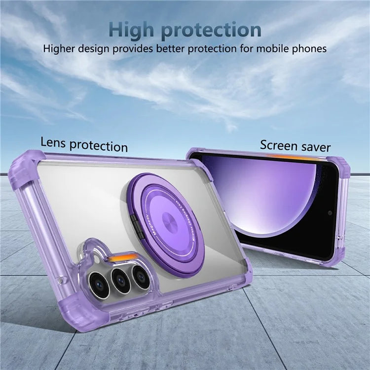 For Samsung Galaxy S23 FE Magnetic Case Invisible Ring Holder PC+TPU Phone Cover