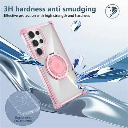 For Samsung Galaxy S24 Ultra Case Compatible with MagSafe PC+TPU Phone Cover Rotatable Kickstand