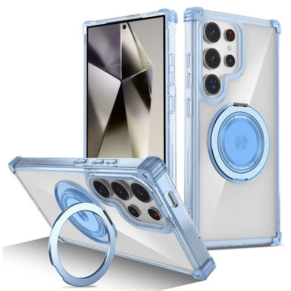 For Samsung Galaxy S24 Ultra Case Compatible with MagSafe PC+TPU Phone Cover Rotatable Kickstand