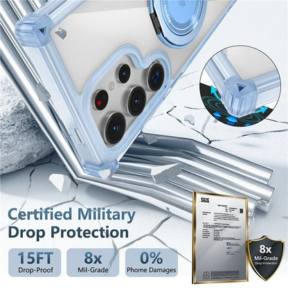 For Samsung Galaxy S24 Ultra Case Compatible with MagSafe PC+TPU Phone Cover Rotatable Kickstand