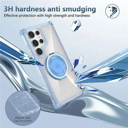 For Samsung Galaxy S24 Ultra Case Compatible with MagSafe PC+TPU Phone Cover Rotatable Kickstand