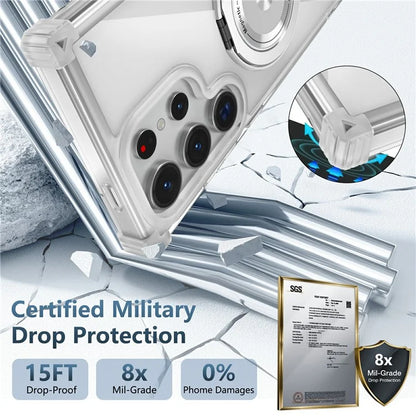 For Samsung Galaxy S24 Ultra Case Compatible with MagSafe PC+TPU Phone Cover Rotatable Kickstand