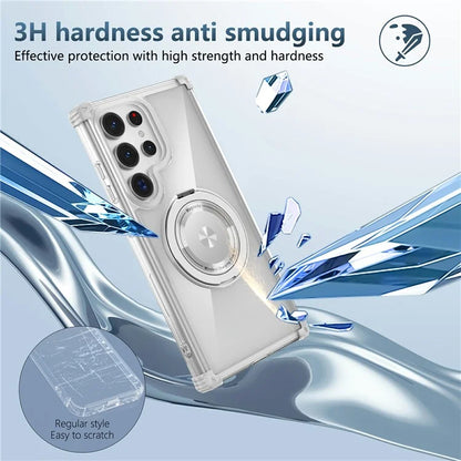 For Samsung Galaxy S24 Ultra Case Compatible with MagSafe PC+TPU Phone Cover Rotatable Kickstand