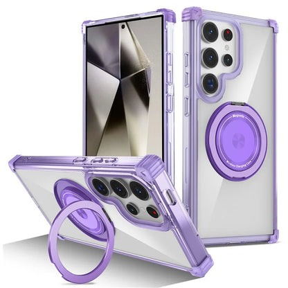 For Samsung Galaxy S24 Ultra Case Compatible with MagSafe PC+TPU Phone Cover Rotatable Kickstand