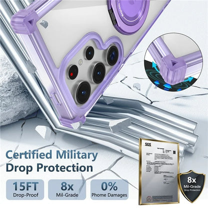 For Samsung Galaxy S24 Ultra Case Compatible with MagSafe PC+TPU Phone Cover Rotatable Kickstand