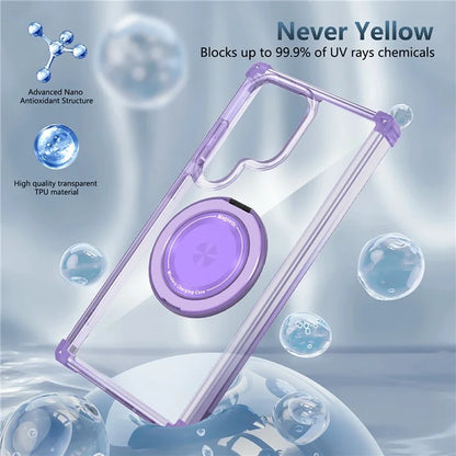 For Samsung Galaxy S24 Ultra Case Compatible with MagSafe PC+TPU Phone Cover Rotatable Kickstand