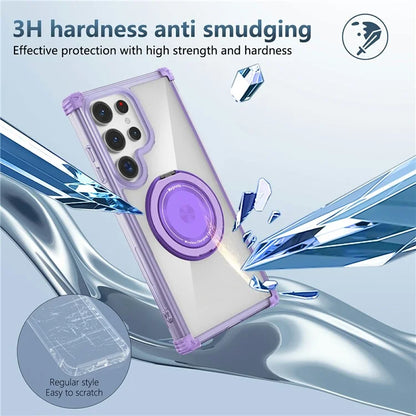 For Samsung Galaxy S24 Ultra Case Compatible with MagSafe PC+TPU Phone Cover Rotatable Kickstand