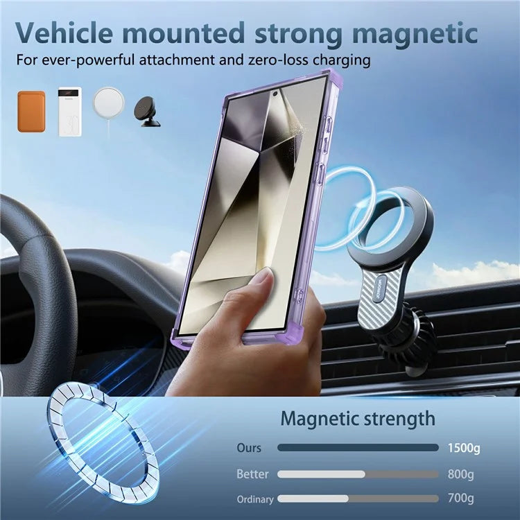 For Samsung Galaxy S24 Ultra Case Compatible with MagSafe PC+TPU Phone Cover Rotatable Kickstand