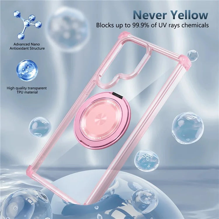 For Samsung Galaxy S22 Ultra 5G Case Rotatable Magnetic Kickstand PC+TPU Phone Cover
