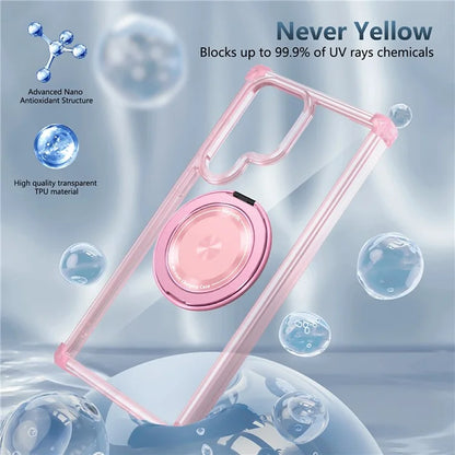 For Samsung Galaxy S22 Ultra 5G Case Rotatable Magnetic Kickstand PC+TPU Phone Cover