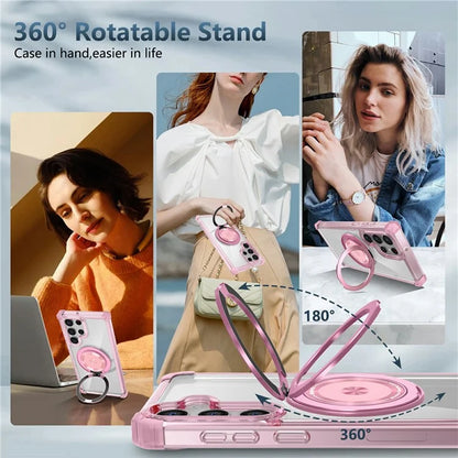 For Samsung Galaxy S22 Ultra 5G Case Rotatable Magnetic Kickstand PC+TPU Phone Cover