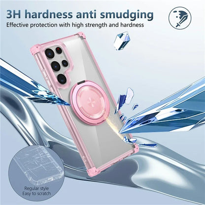 For Samsung Galaxy S22 Ultra 5G Case Rotatable Magnetic Kickstand PC+TPU Phone Cover