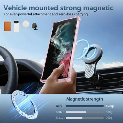 For Samsung Galaxy S22 Ultra 5G Case Rotatable Magnetic Kickstand PC+TPU Phone Cover