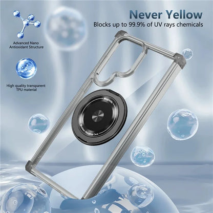 For Samsung Galaxy S22 Ultra 5G Case Rotatable Magnetic Kickstand PC+TPU Phone Cover