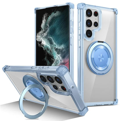 For Samsung Galaxy S22 Ultra 5G Case Rotatable Magnetic Kickstand PC+TPU Phone Cover