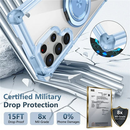 For Samsung Galaxy S22 Ultra 5G Case Rotatable Magnetic Kickstand PC+TPU Phone Cover