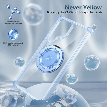 For Samsung Galaxy S22 Ultra 5G Case Rotatable Magnetic Kickstand PC+TPU Phone Cover