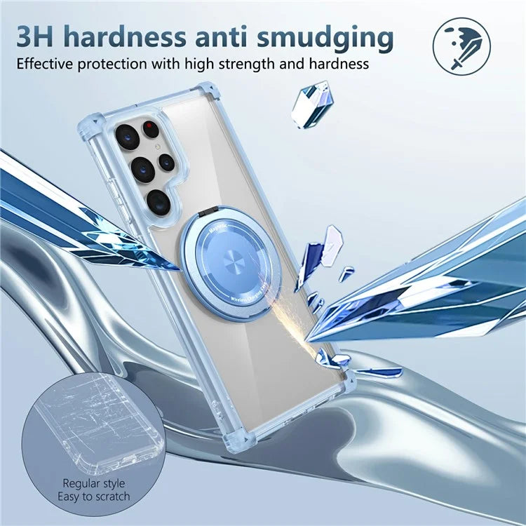 For Samsung Galaxy S22 Ultra 5G Case Rotatable Magnetic Kickstand PC+TPU Phone Cover