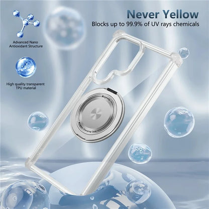 For Samsung Galaxy S22 Ultra 5G Case Rotatable Magnetic Kickstand PC+TPU Phone Cover
