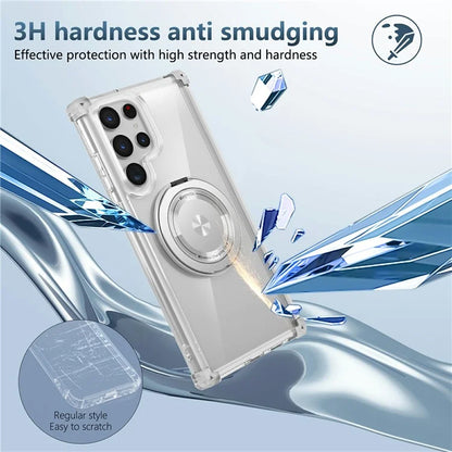For Samsung Galaxy S22 Ultra 5G Case Rotatable Magnetic Kickstand PC+TPU Phone Cover