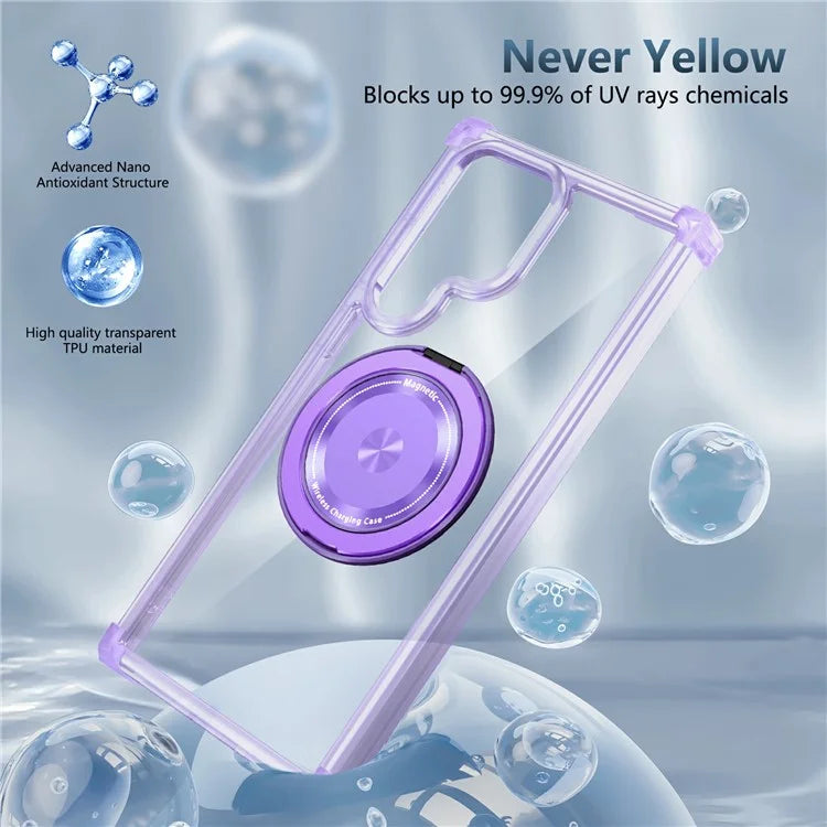 For Samsung Galaxy S22 Ultra 5G Case Rotatable Magnetic Kickstand PC+TPU Phone Cover