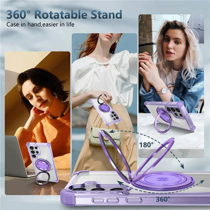 For Samsung Galaxy S22 Ultra 5G Case Rotatable Magnetic Kickstand PC+TPU Phone Cover