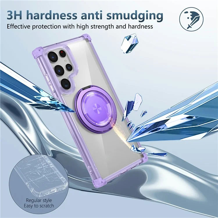 For Samsung Galaxy S22 Ultra 5G Case Rotatable Magnetic Kickstand PC+TPU Phone Cover