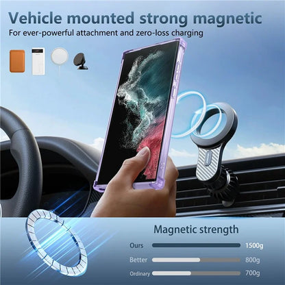 For Samsung Galaxy S22 Ultra 5G Case Rotatable Magnetic Kickstand PC+TPU Phone Cover