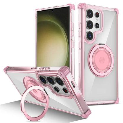 For Samsung Galaxy S23 Ultra Case PC+TPU Magnetic Phone Cover Rotation Kickstand Ring Holder