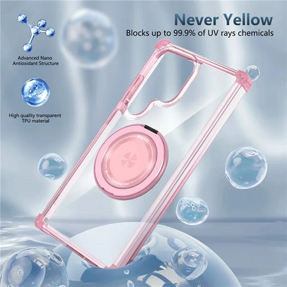For Samsung Galaxy S23 Ultra Case PC+TPU Magnetic Phone Cover Rotation Kickstand Ring Holder