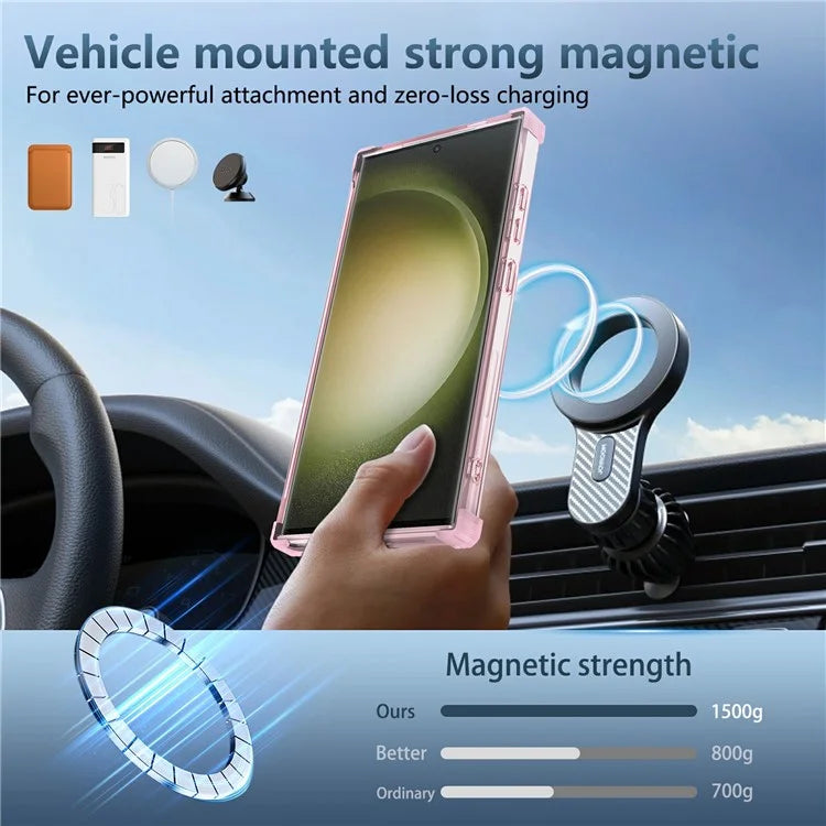 For Samsung Galaxy S23 Ultra Case PC+TPU Magnetic Phone Cover Rotation Kickstand Ring Holder
